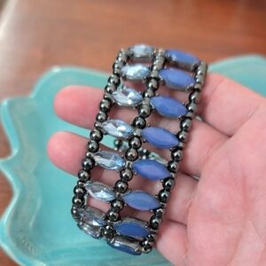 Set Of Two Blue Statement Stretch Bracelets